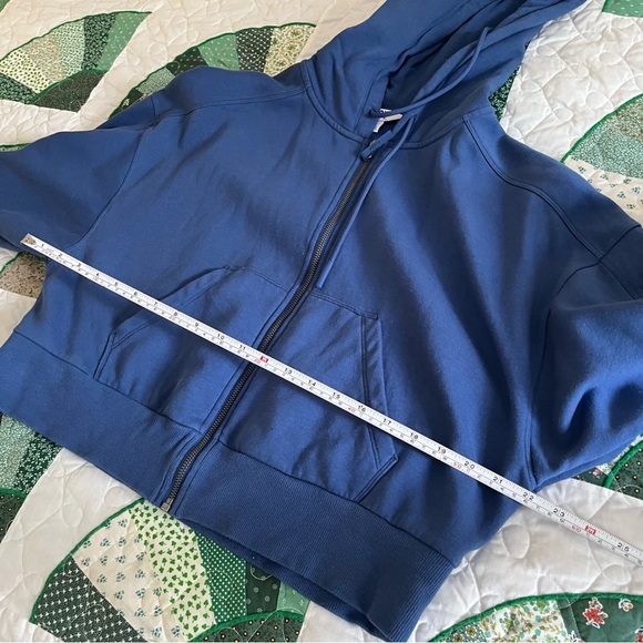 Women's JOY LAB Blue Hoodie Size S Full Zip Cropped Oversized - Picture 8 of 9
